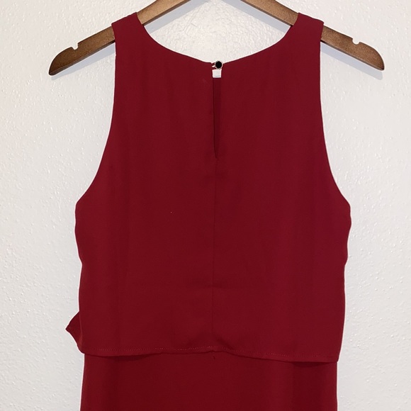 BKE Red Burgundy Tunic Style Tiered Tank Dress with Slits Up Sides - Picture 3 of 5